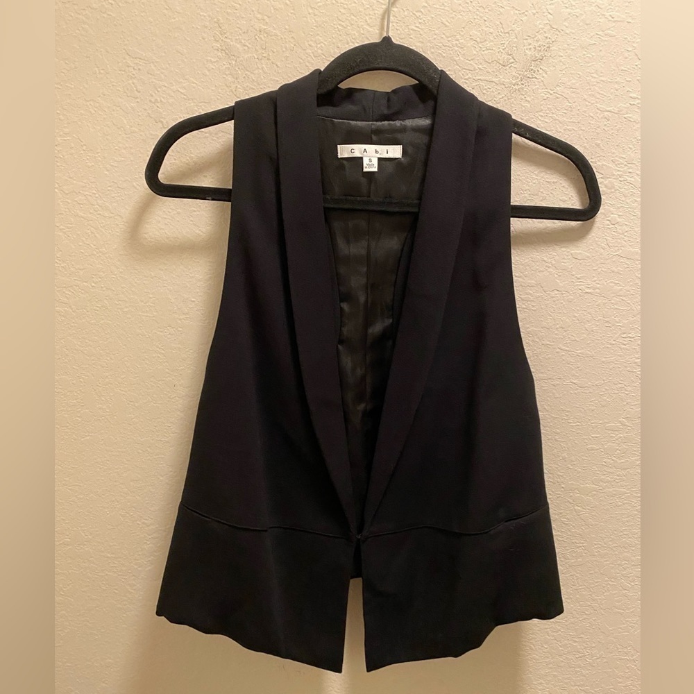 CAbi Black Eclipse Racerback Tuxedo Vest Size Small